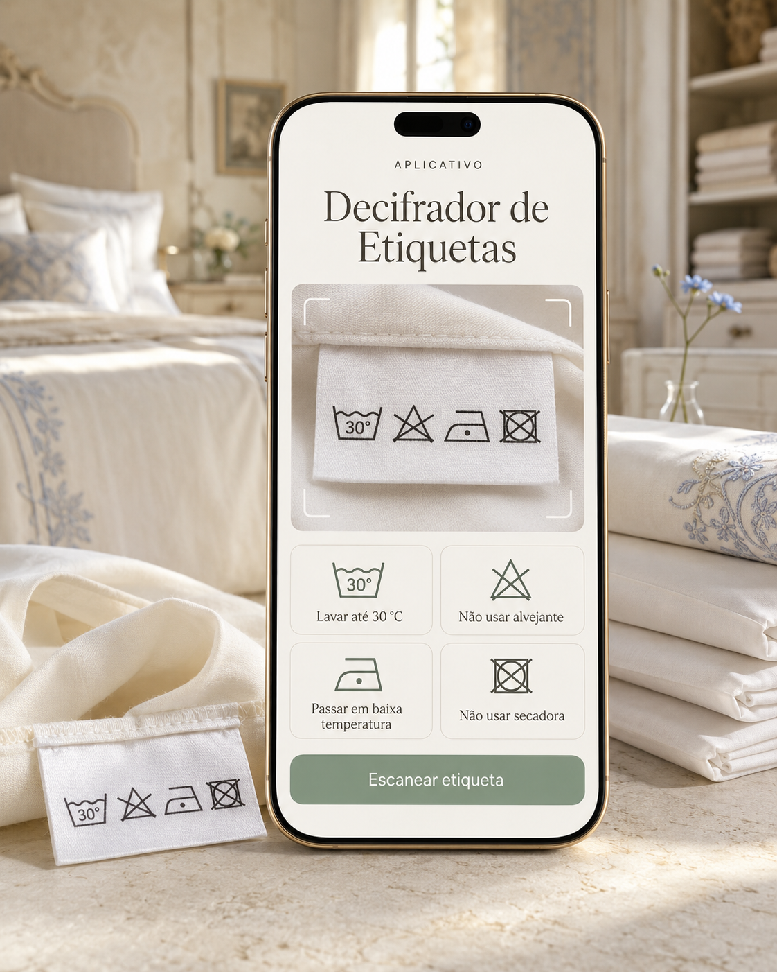 Mockup do Aplicativo decifrador de etiquetas