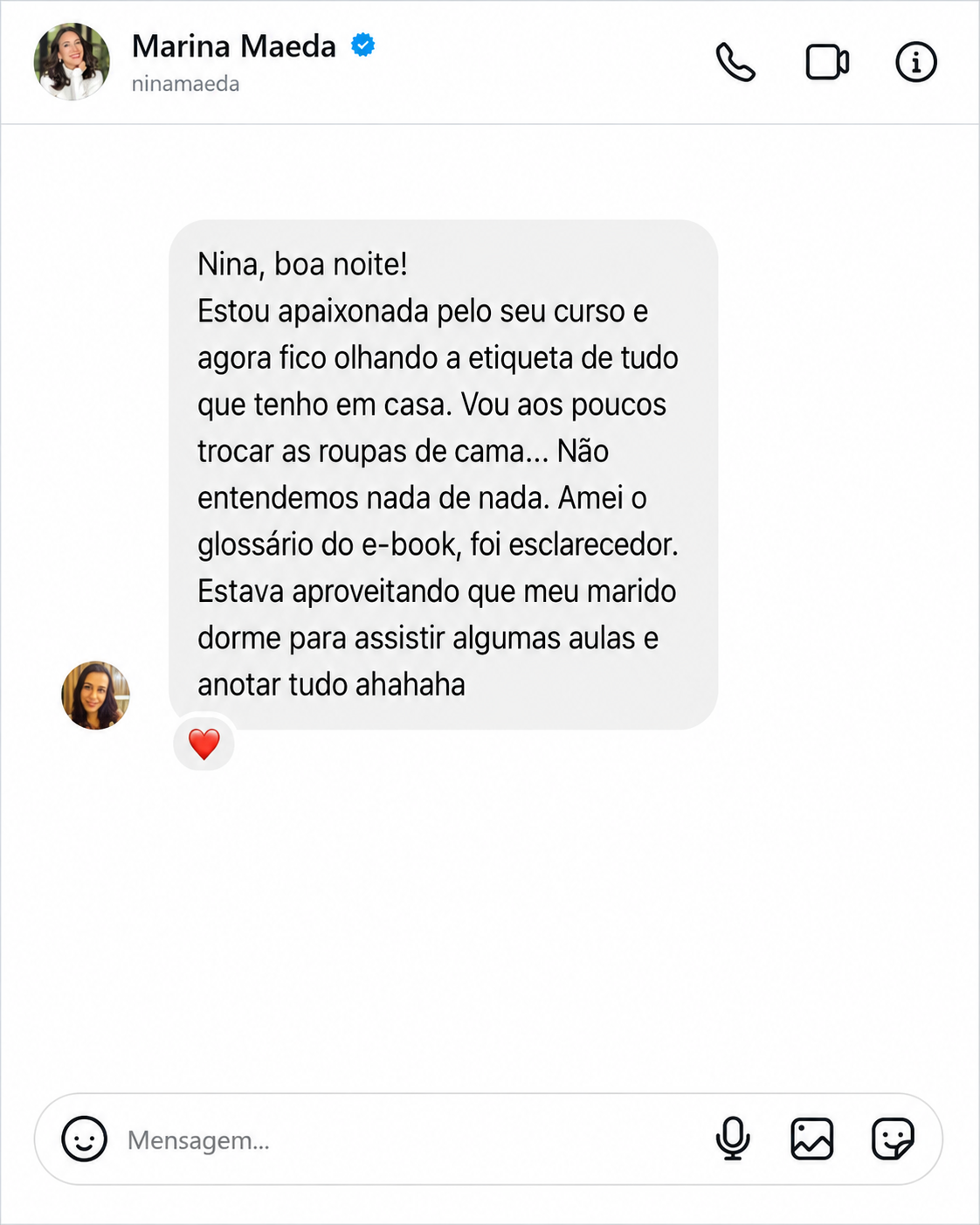 Depoimento real de aluna sobre a experiência com o conteúdo de cama — prova 2