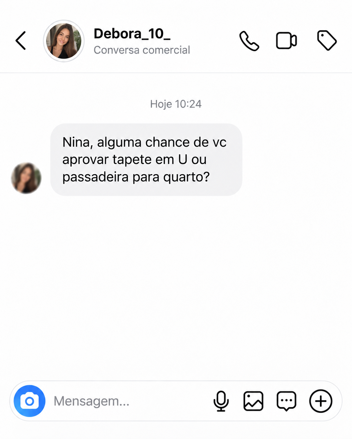 Conversa real 1 sobre escolha de tapete